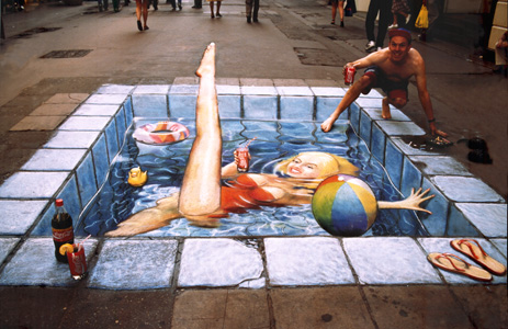 Рисунки мелом на асфальте (гениально). №5 (автор Julian Beever)